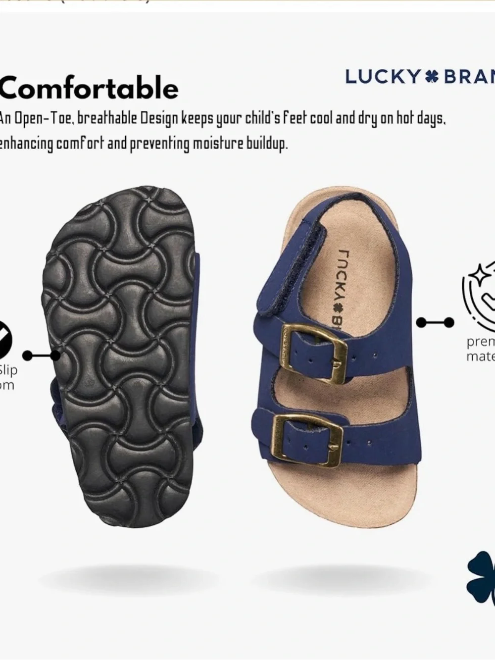 Lucky Brand Toddler Unisex Blanc Double Strap Navy Blue Casual Sandal size 8